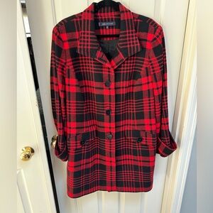 Anne Klein Wool Plaid Coat